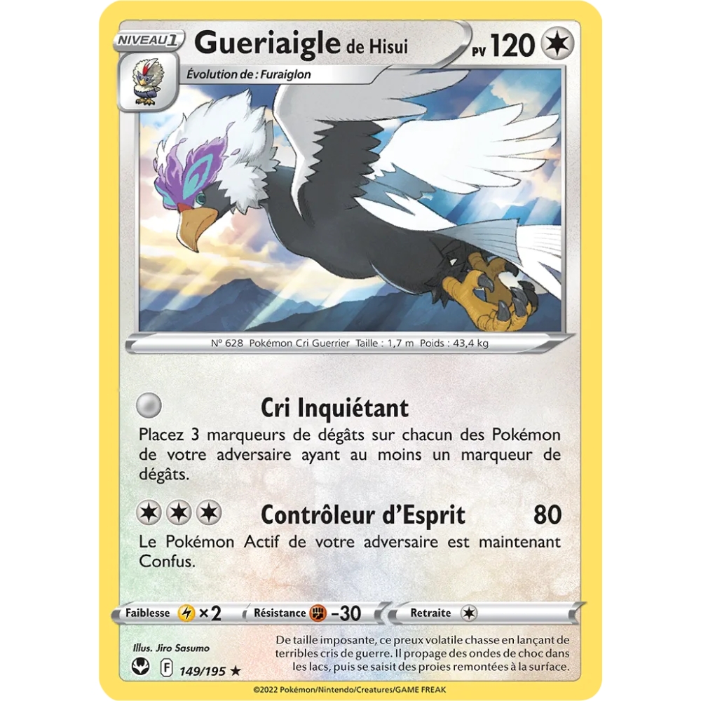 Carte Gueriaigle de Hisui - Rare (Brillante) de Pokémon Tempête Argentée 149/195