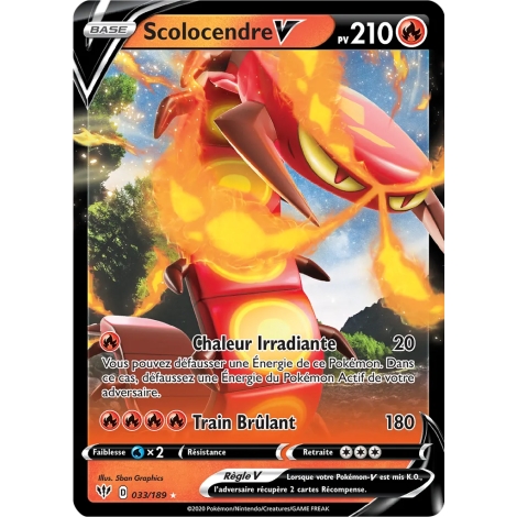 Scolocendre 033/189 : Joyau Holographique rare V de l'extension Pokémon Épée et Bouclier Ténèbres Embrasées