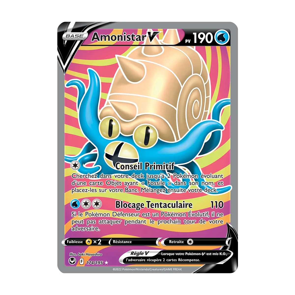 Amonistar 174/195 : Joyau Ultra rare de l'extension Pokémon Tempête Argentée