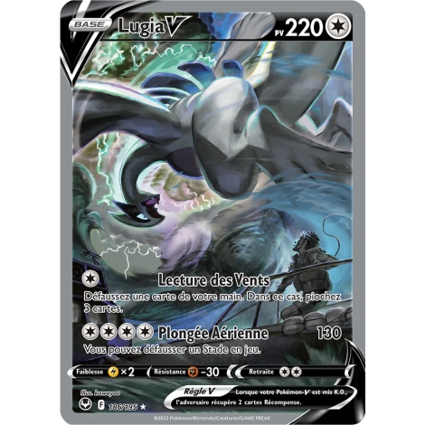 Carte Lugia - Ultra rare de Pokémon Tempête Argentée 186/195