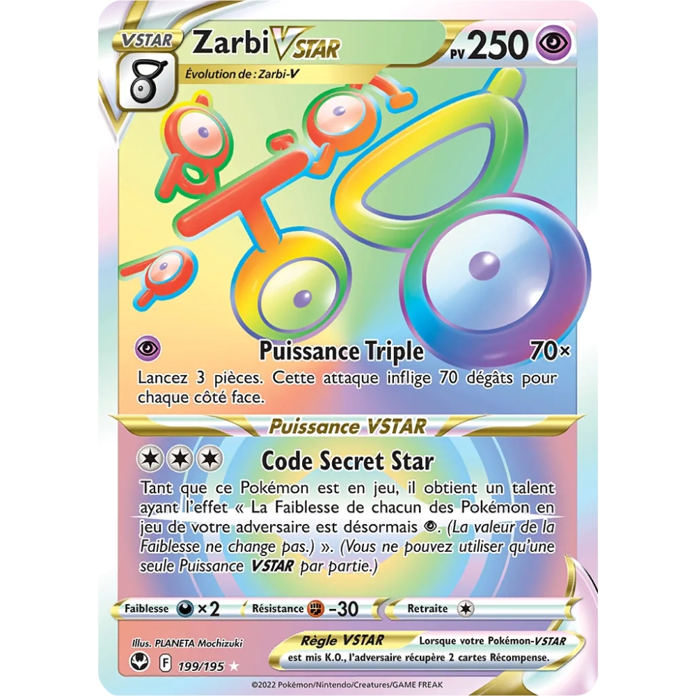 Carte Zarbi - Arc-en-ciel rare de Pokémon Tempête Argentée 199/195