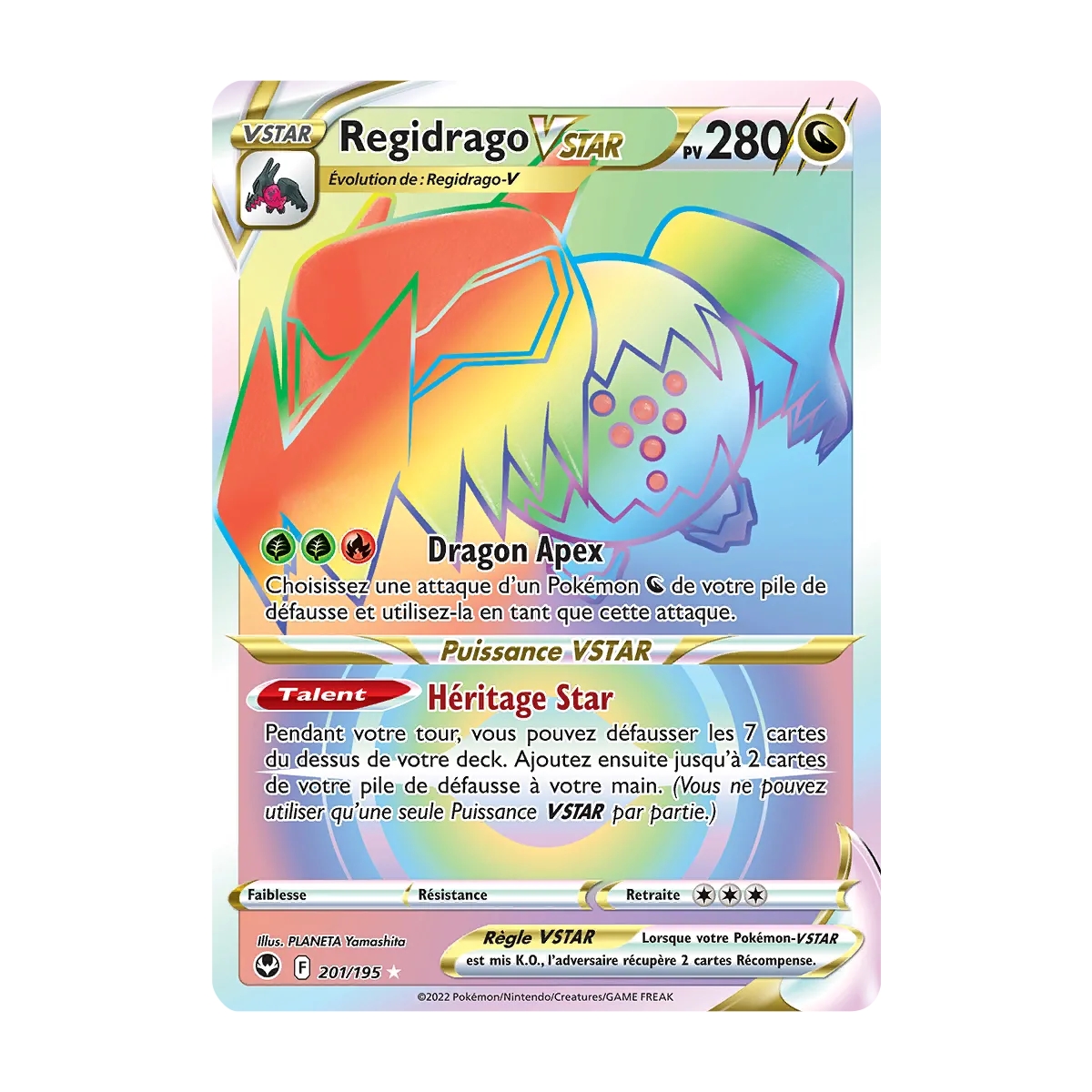 Carte Regidrago - Arc-en-ciel rare de Pokémon Tempête Argentée 201/195