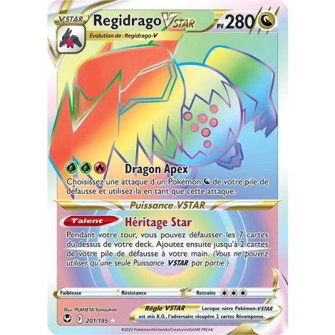 Carte Regidrago - Arc-en-ciel rare de Pokémon Tempête Argentée 201/195