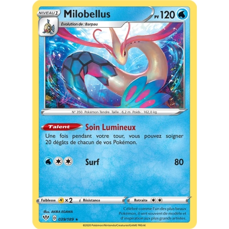 Milobellus 039/189 : Joyau Holographique rare de l'extension Pokémon Épée et Bouclier Ténèbres Embrasées