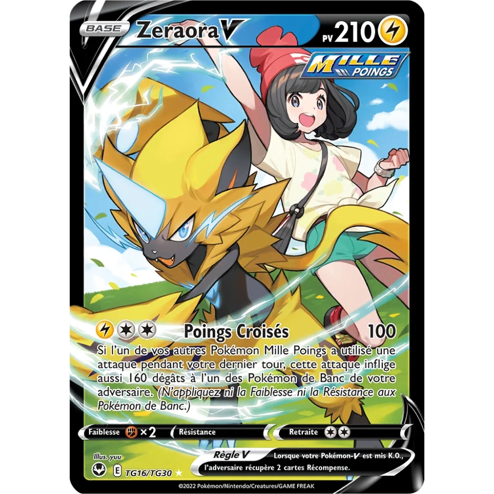 Carte Zeraora - Galerie des Dresseurs holographique rare V de Pokémon Tempête Argentée TG16/TG30