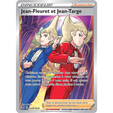 Découvrez Jean-Fleuret et Jean-Targe, carte Galerie des Dresseurs ultra rare de la série Tempête Argentée