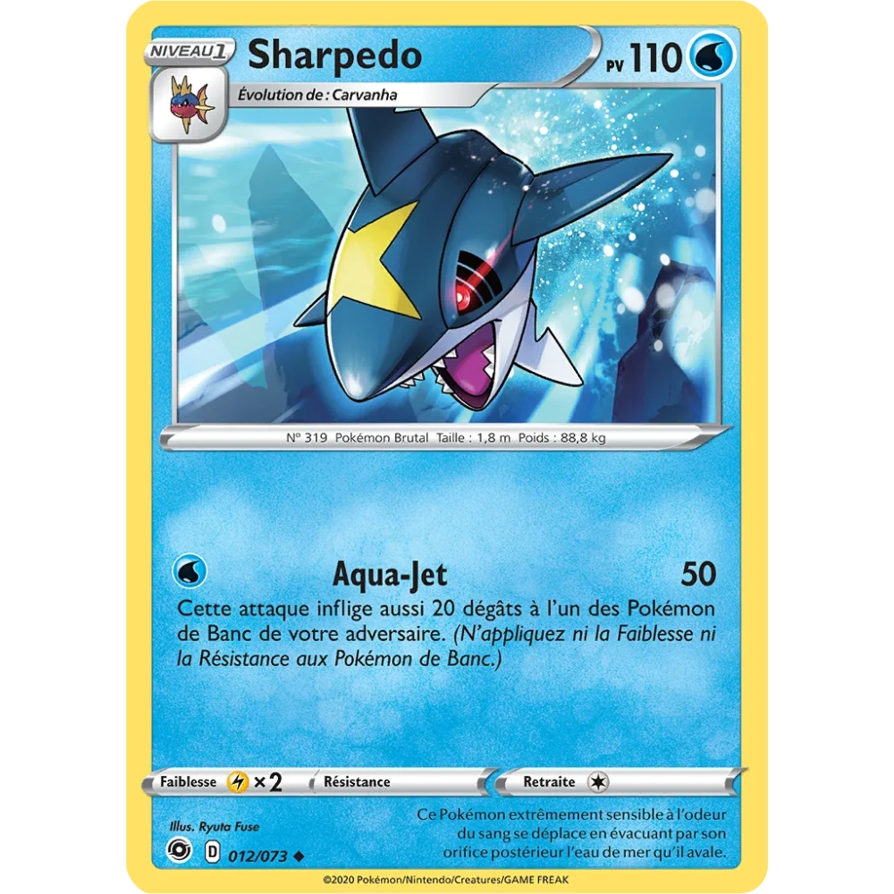 Carte Sharpedo - Peu commune (Brillante) de Pokémon La Voie du Maître 012/073