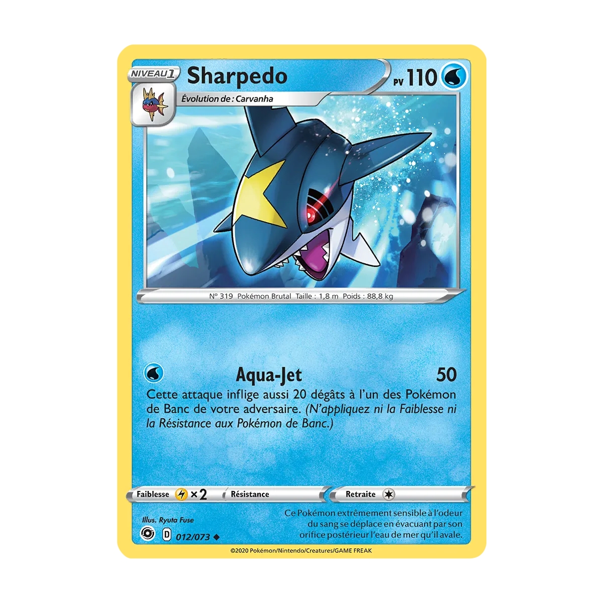 Carte Sharpedo - Peu commune (Brillante) de Pokémon La Voie du Maître 012/073