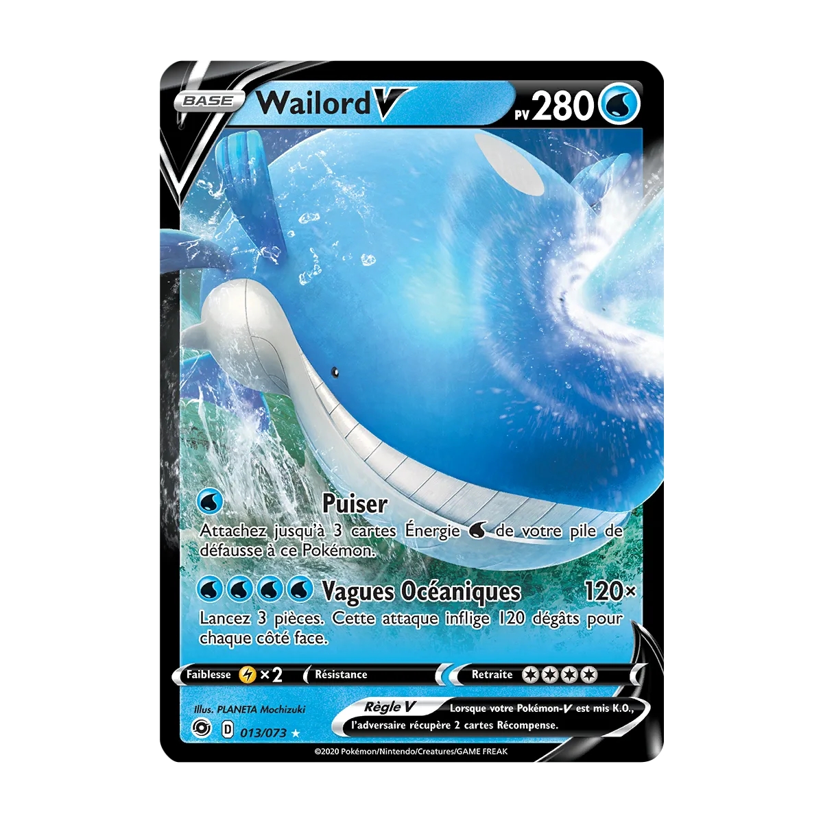 Carte Wailord - Holographique rare V de Pokémon La Voie du Maître 013/073