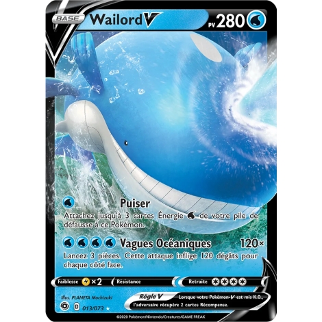 Carte Wailord - Holographique rare V de Pokémon La Voie du Maître 013/073