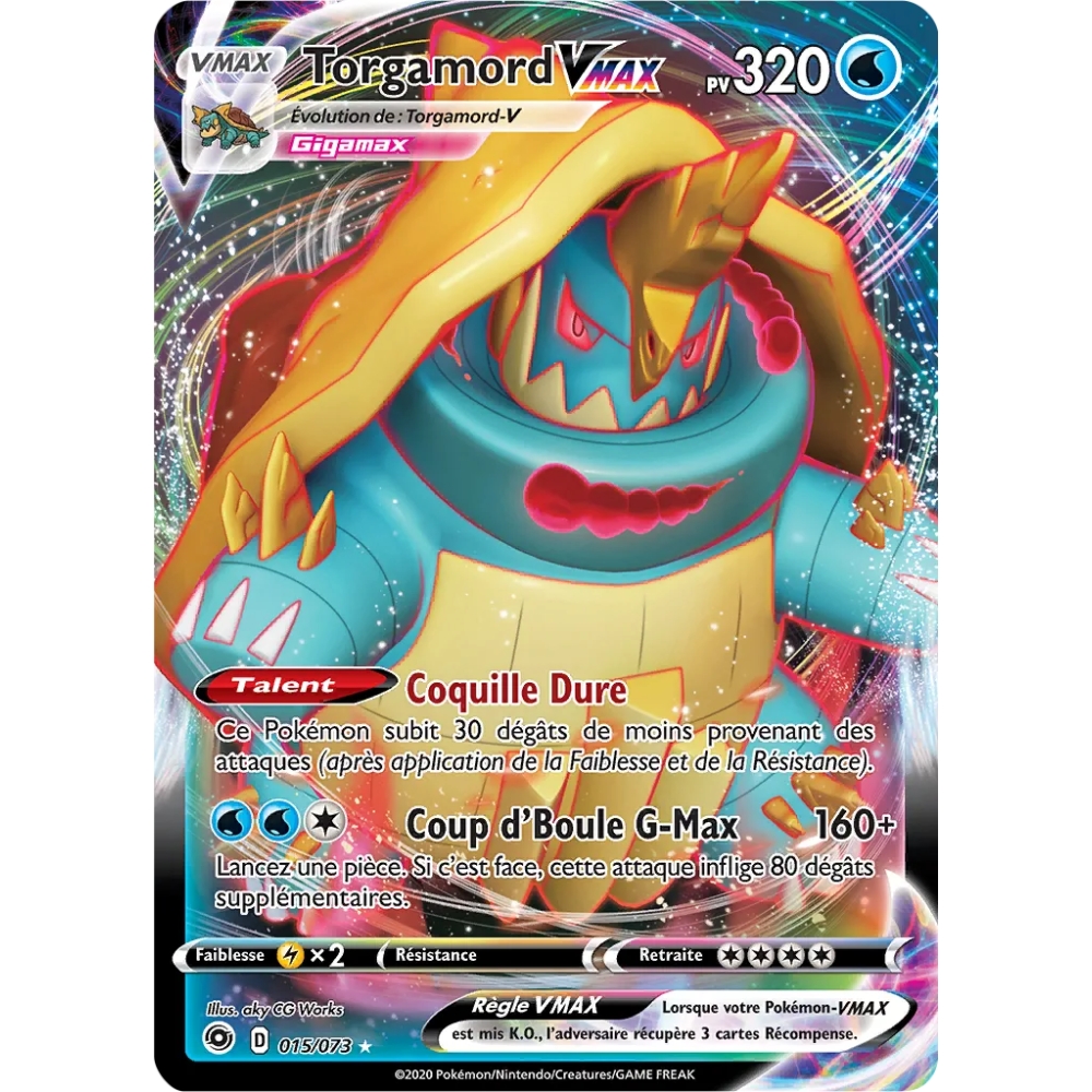 Carte Torgamord - Holographique rare VMAX de Pokémon La Voie du Maître 015/073