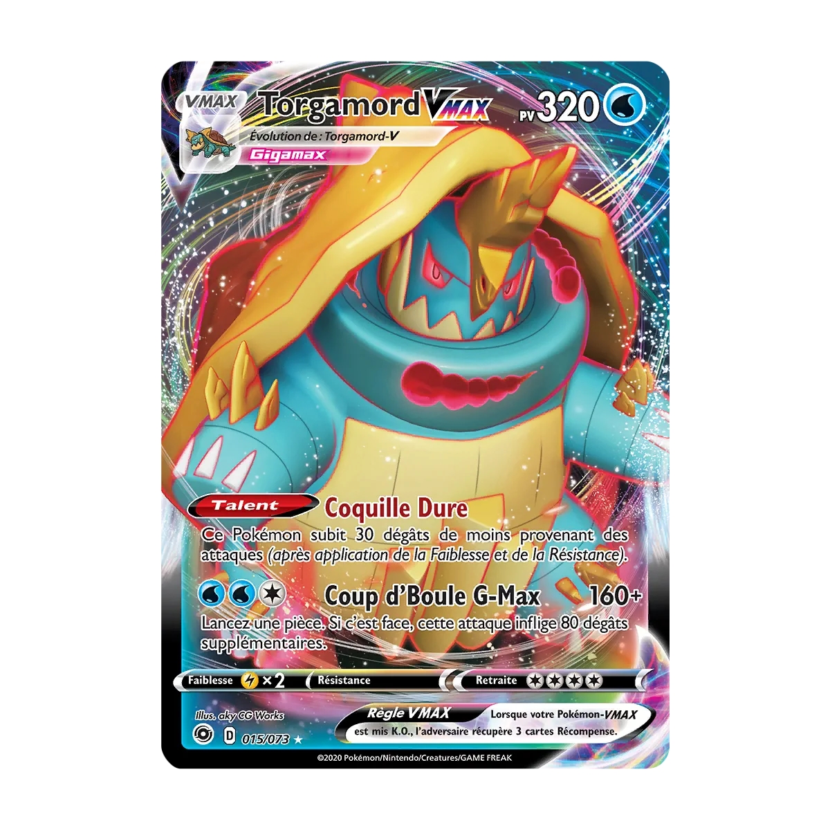 Carte Torgamord - Holographique rare VMAX de Pokémon La Voie du Maître 015/073