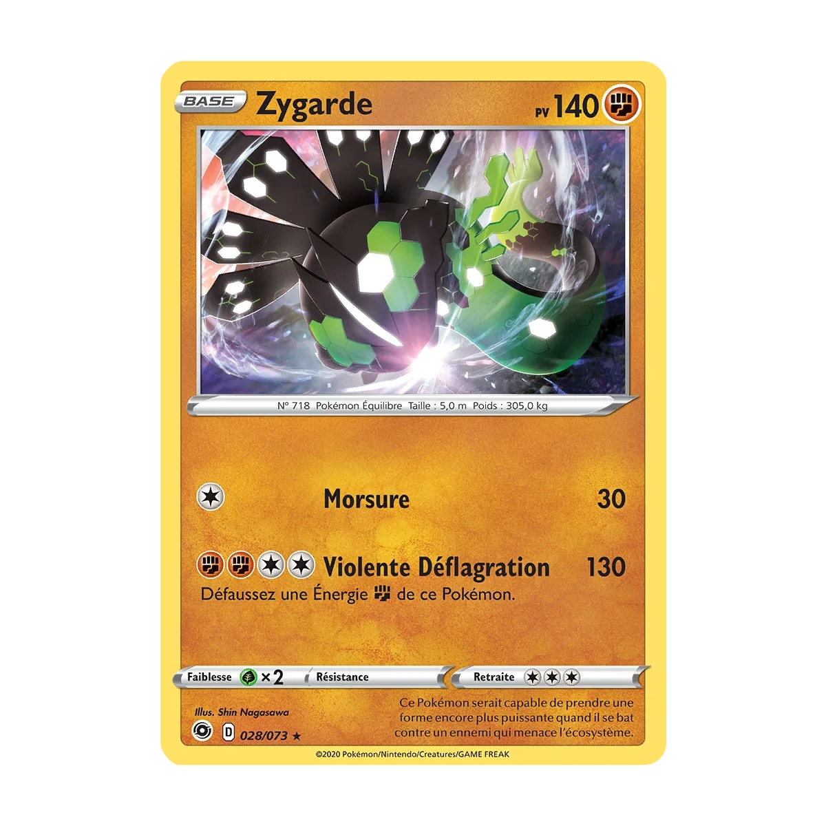 Zygarde 028/073 : Joyau Holographique rare de l'extension Pokémon La Voie du Maître