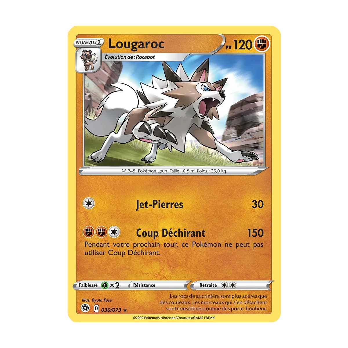 Carte Lougaroc - Holographique rare de Pokémon La Voie du Maître 030/073