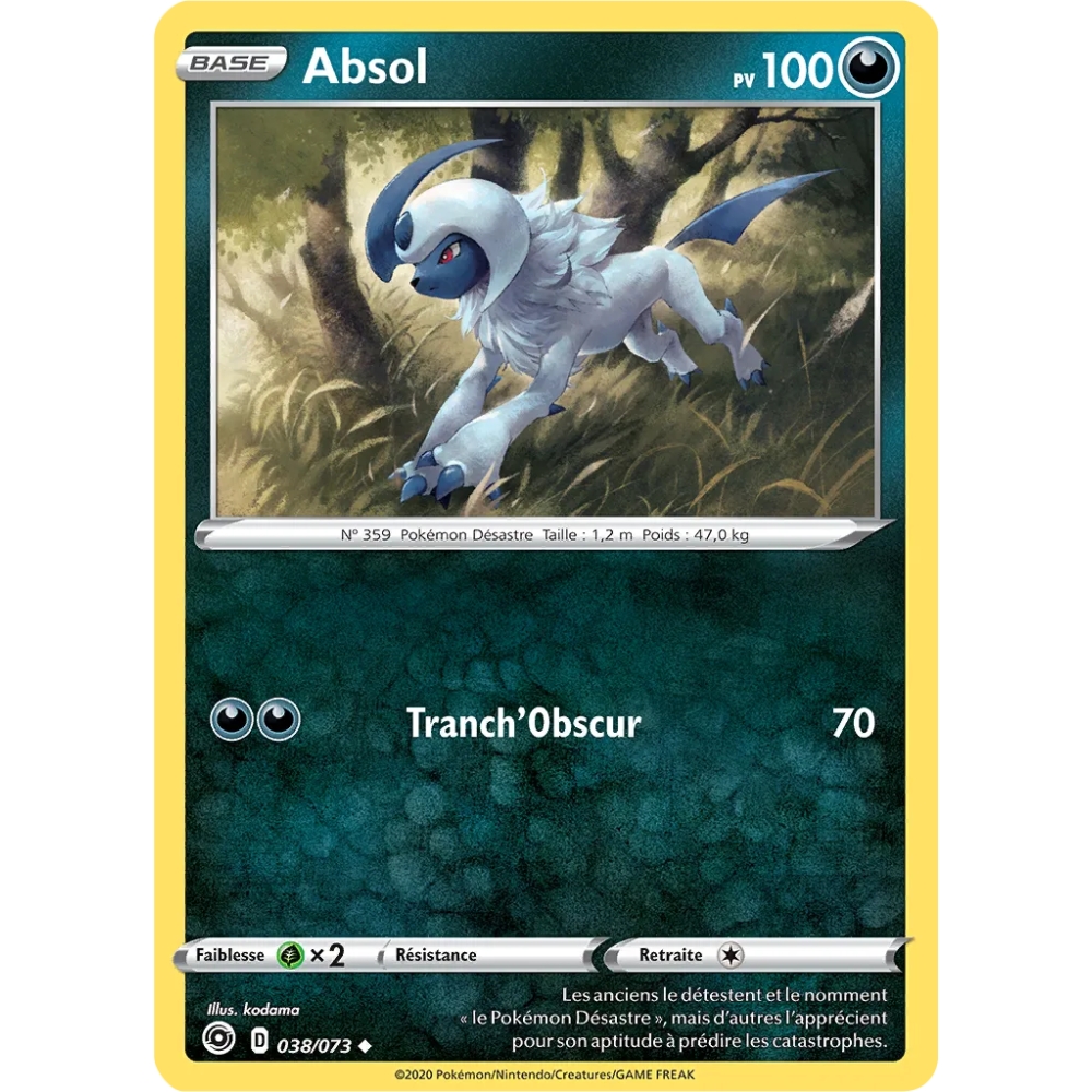 Absol 038/073 : Joyau Peu commune (Brillante) de l'extension Pokémon La Voie du Maître