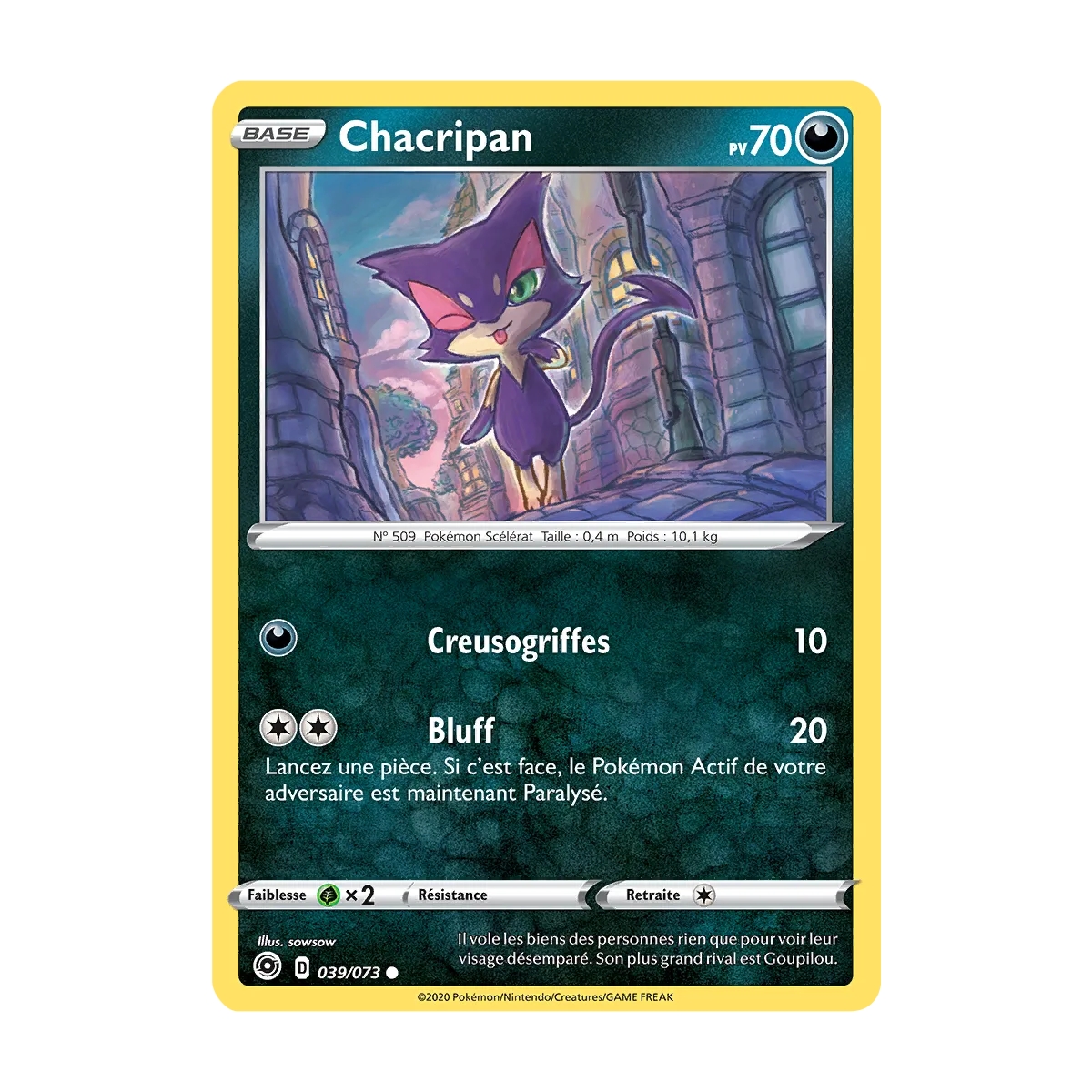 Carte Chacripan - Commune (Brillante) de Pokémon La Voie du Maître 039/073