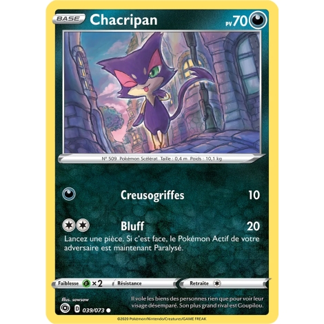 Carte Chacripan - Commune (Brillante) de Pokémon La Voie du Maître 039/073