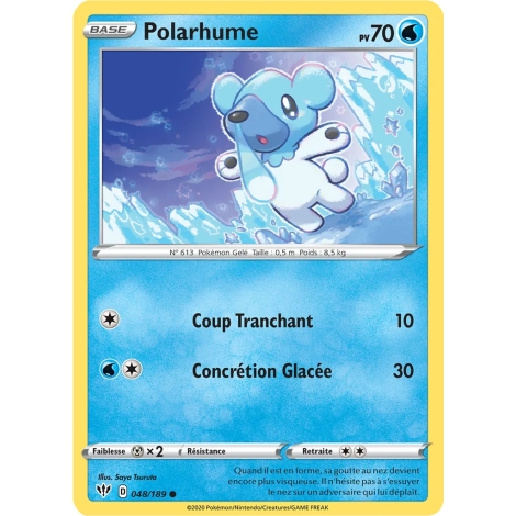 Carte Polarhume - Commune (Brillante) de Pokémon Épée et Bouclier Ténèbres Embrasées 048/189