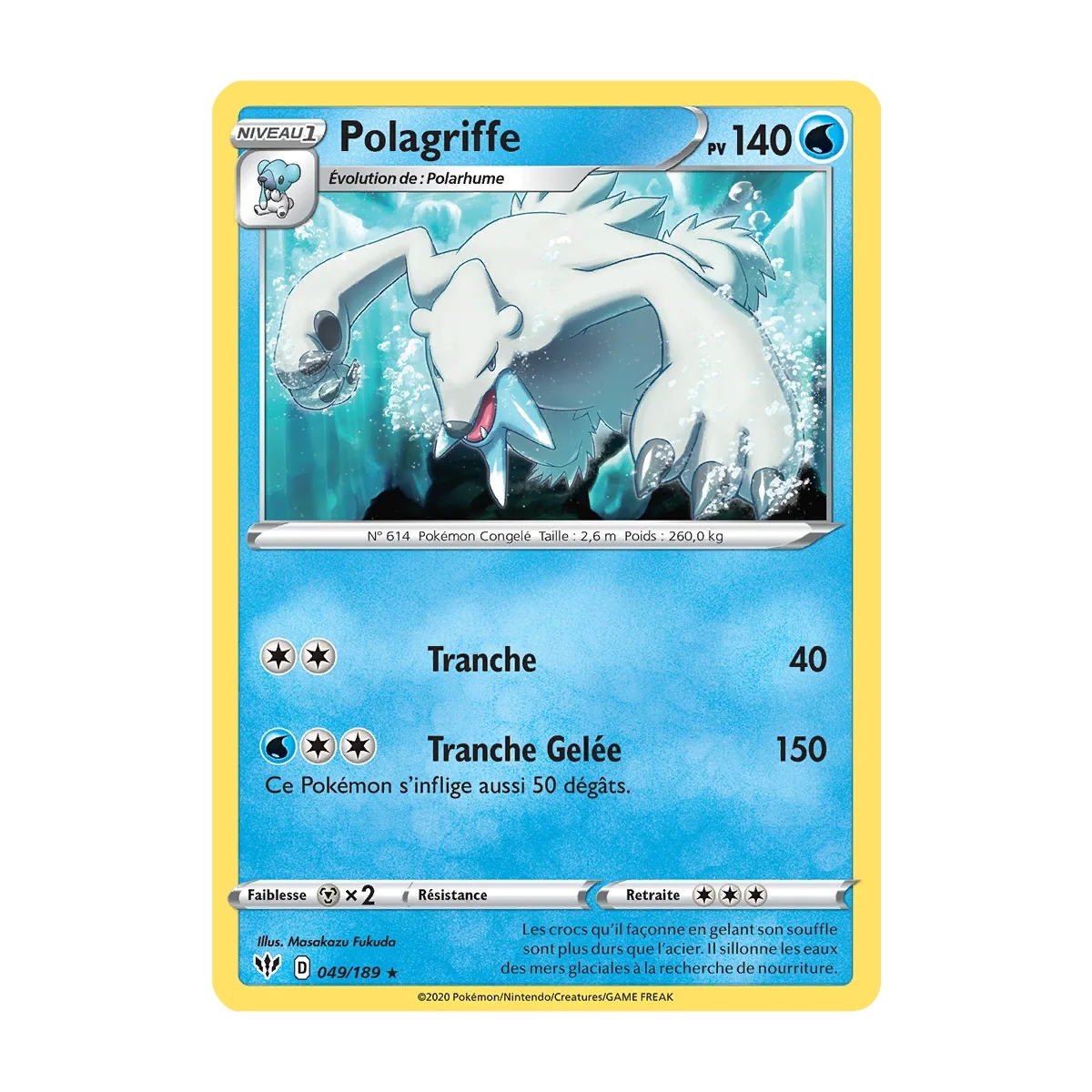 Polagriffe 049/189 : Joyau Rare (Brillante) de l'extension Pokémon Épée et Bouclier Ténèbres Embrasées