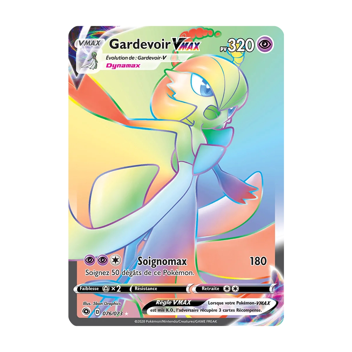 Carte Gardevoir - Arc-en-ciel rare de Pokémon La Voie du Maître 076/073