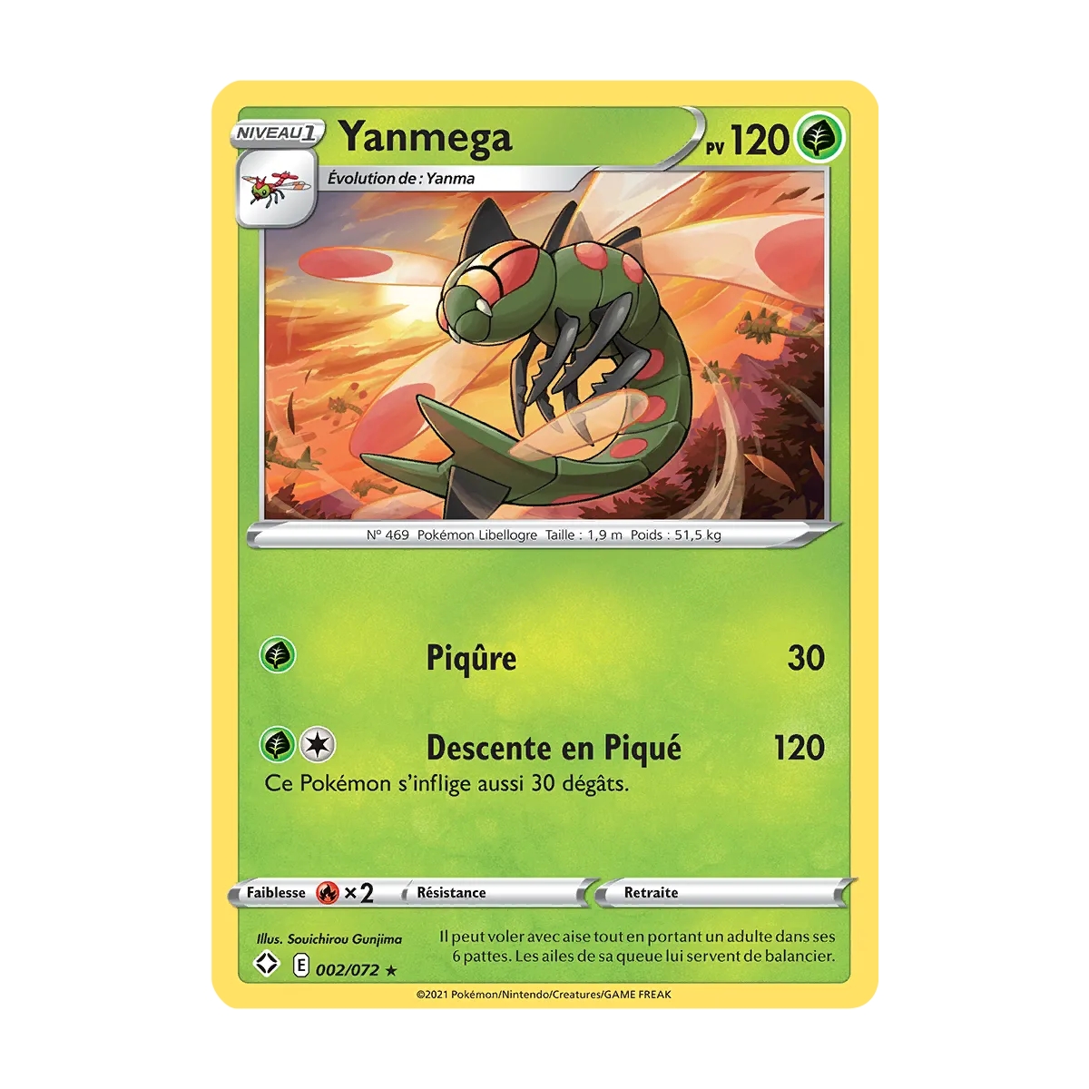 Yanmega 002/072 : Joyau Rare (Brillante) de l'extension Pokémon Destinées Radieuses