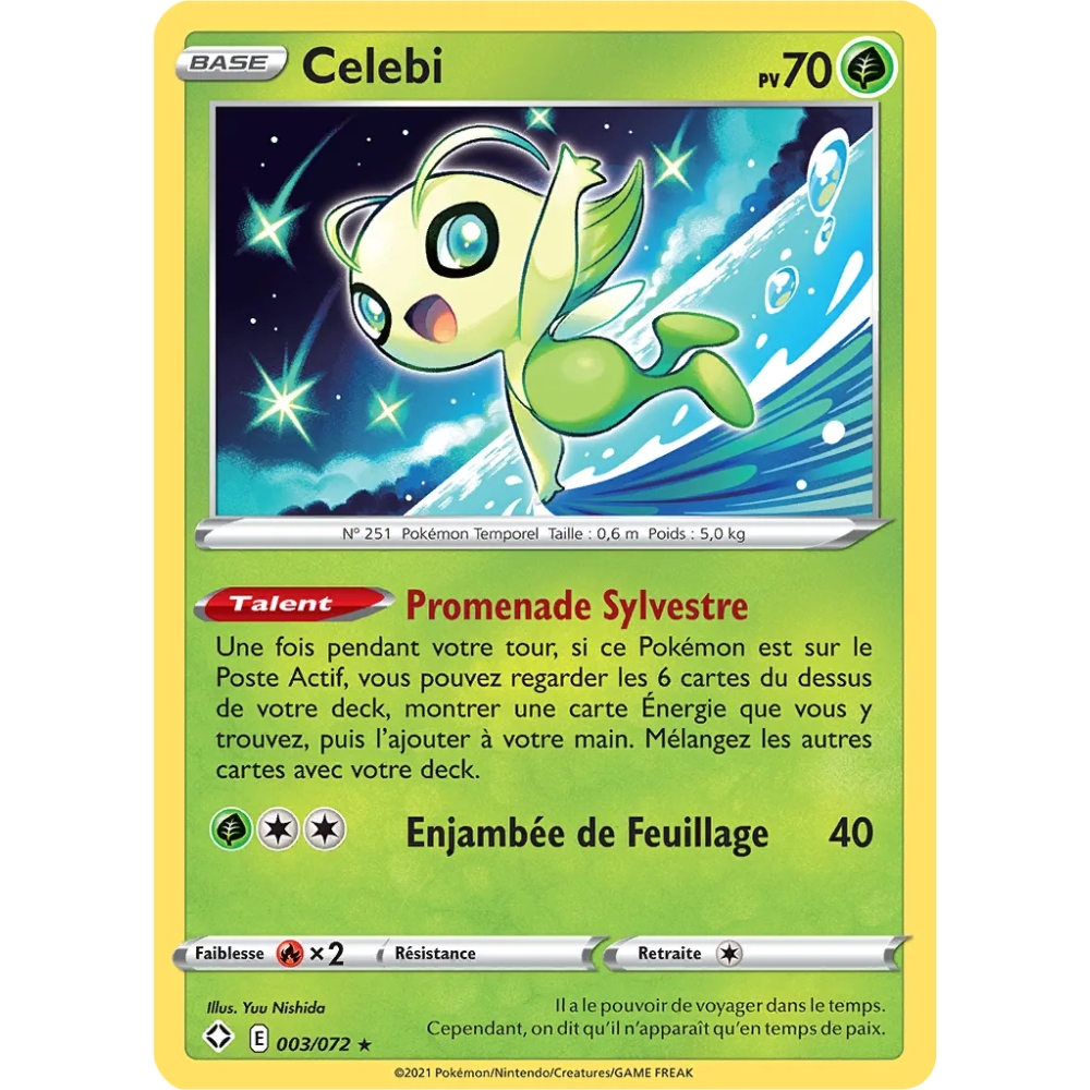 Carte Celebi - Rare (Brillante) de Pokémon Destinées Radieuses 003/072