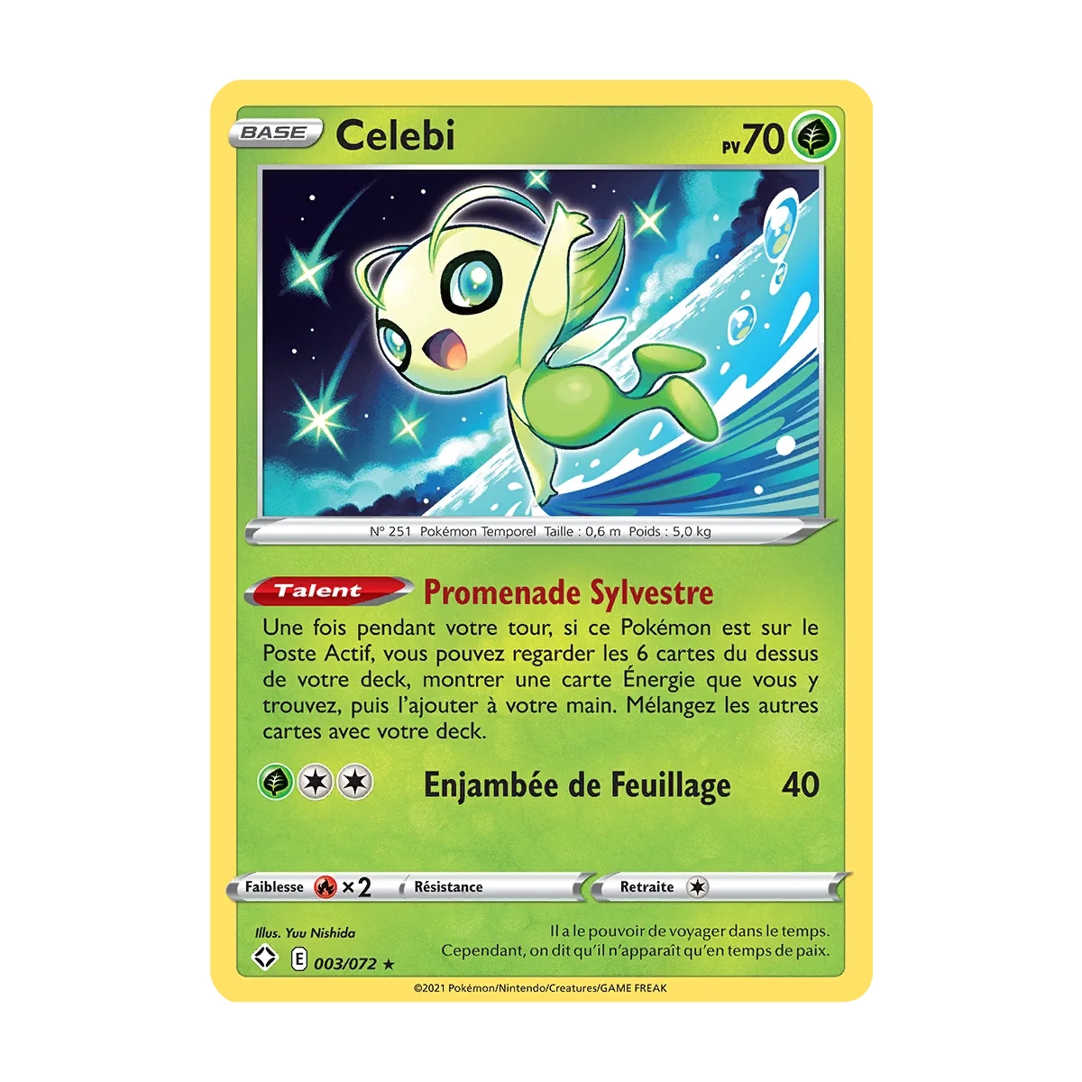 Carte Celebi - Rare (Brillante) de Pokémon Destinées Radieuses 003/072