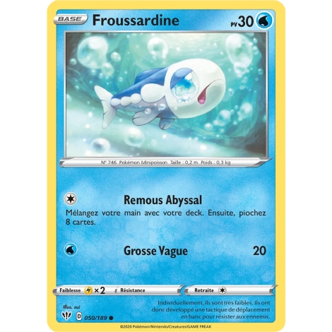 Carte Froussardine - Commune (Brillante) de Pokémon Épée et Bouclier Ténèbres Embrasées 050/189