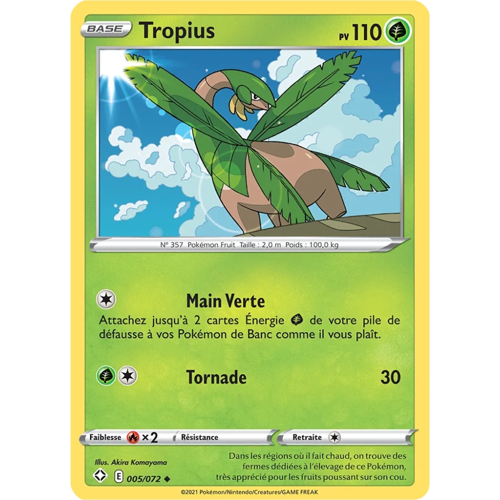 Carte Tropius - Peu commune (Brillante) de Pokémon Destinées Radieuses 005/072