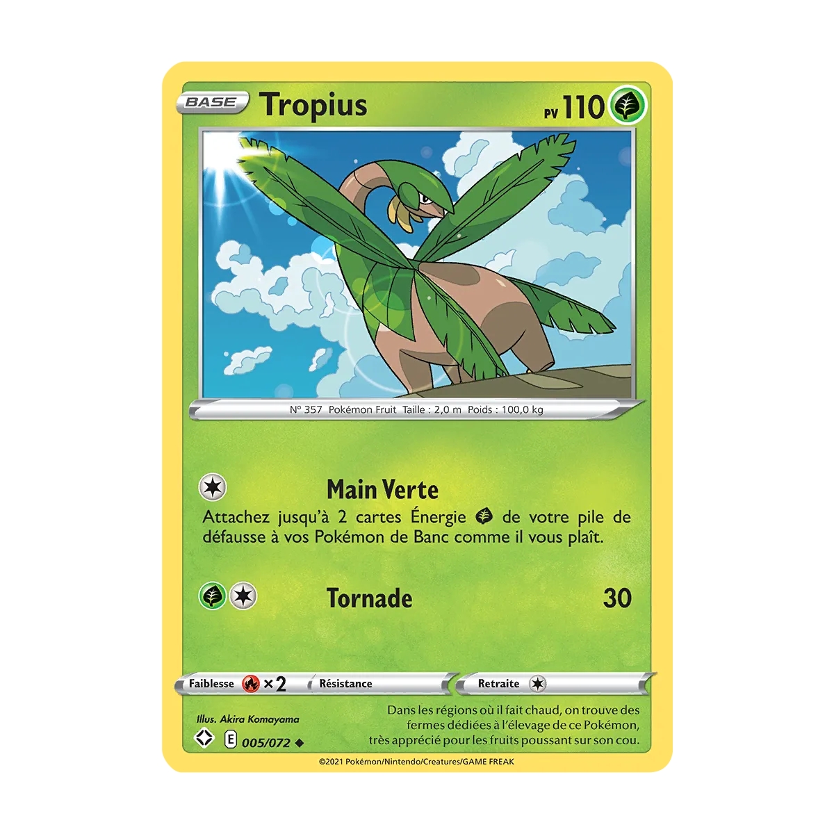 Carte Tropius - Peu commune (Brillante) de Pokémon Destinées Radieuses 005/072