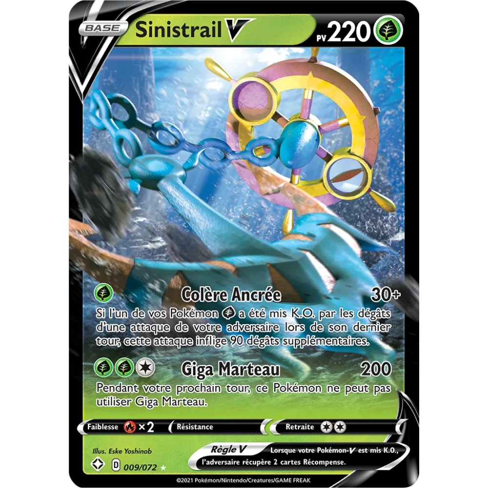 Carte Sinistrail - Holographique rare V de Pokémon Destinées Radieuses 009/072