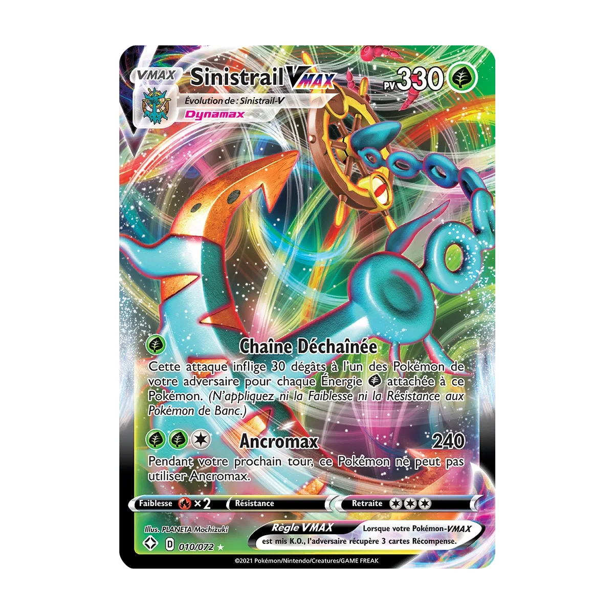 Sinistrail 010/072 : Joyau Holographique rare VMAX de l'extension Pokémon Destinées Radieuses