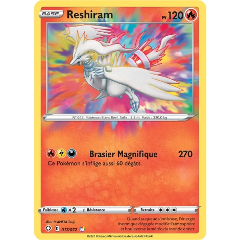 Reshiram 017/072 : Joyau Magnifique rare de l'extension Pokémon Destinées Radieuses