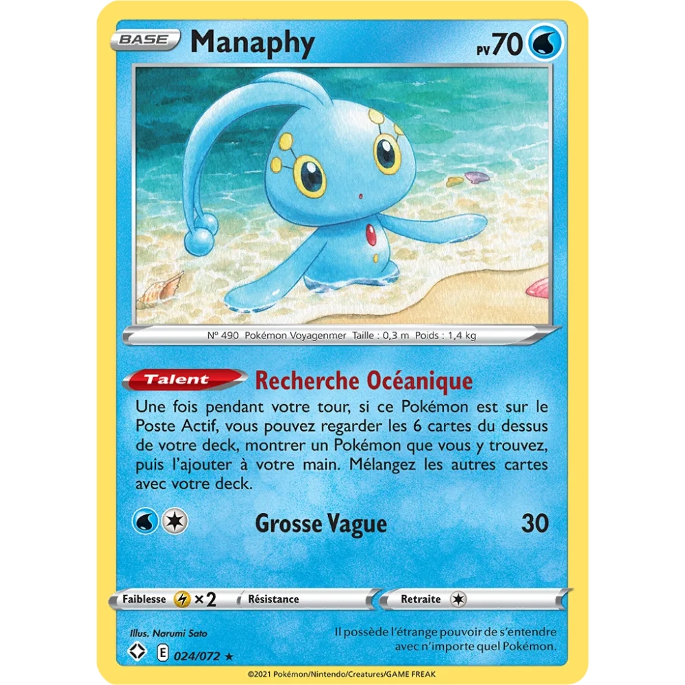 Carte Manaphy - Rare (Brillante) de Pokémon Destinées Radieuses 024/072