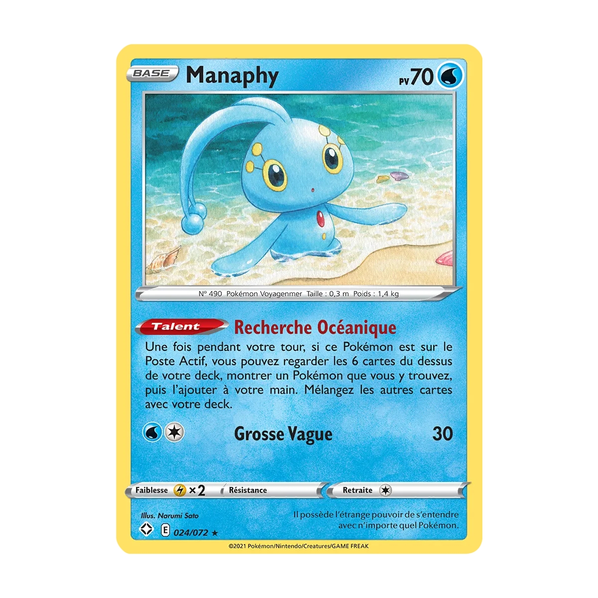 Carte Manaphy - Rare (Brillante) de Pokémon Destinées Radieuses 024/072