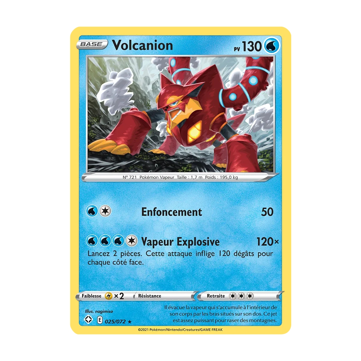 Volcanion 025/072 : Joyau Rare (Brillante) de l'extension Pokémon Destinées Radieuses