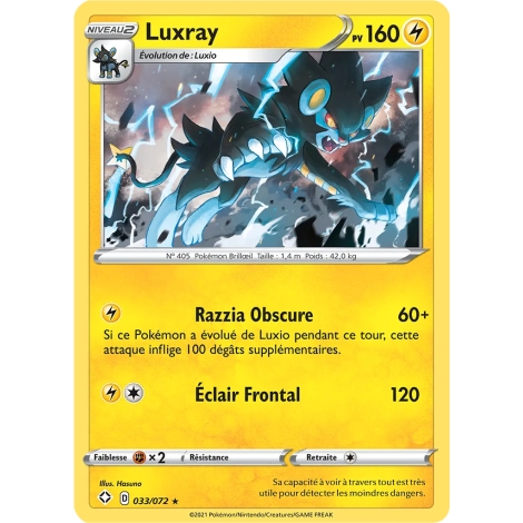 Carte Luxray Holographique rare de Pokémon Destinées Radieuses 033/072