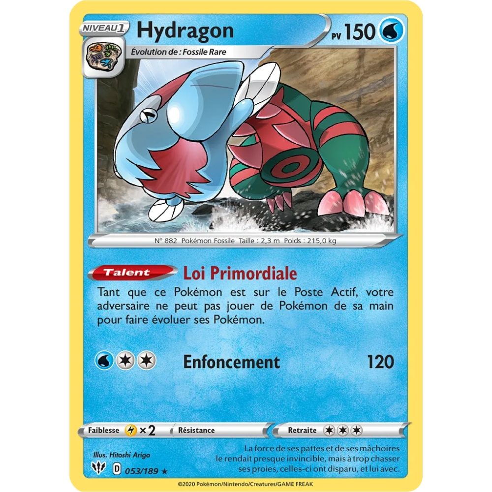 Hydragon 053/189 : Joyau Holographique rare de l'extension Pokémon Épée et Bouclier Ténèbres Embrasées