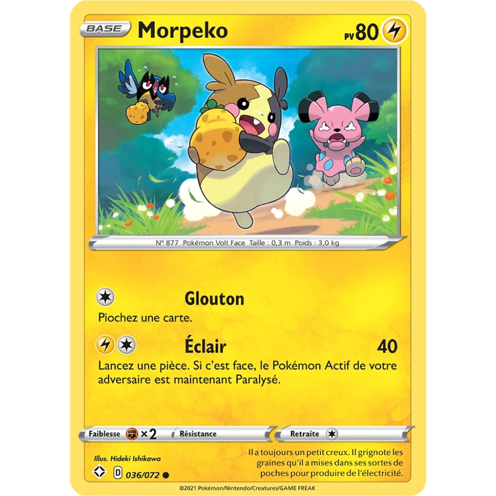 Carte Morpeko - Commune (Brillante) de Pokémon Destinées Radieuses 036/072