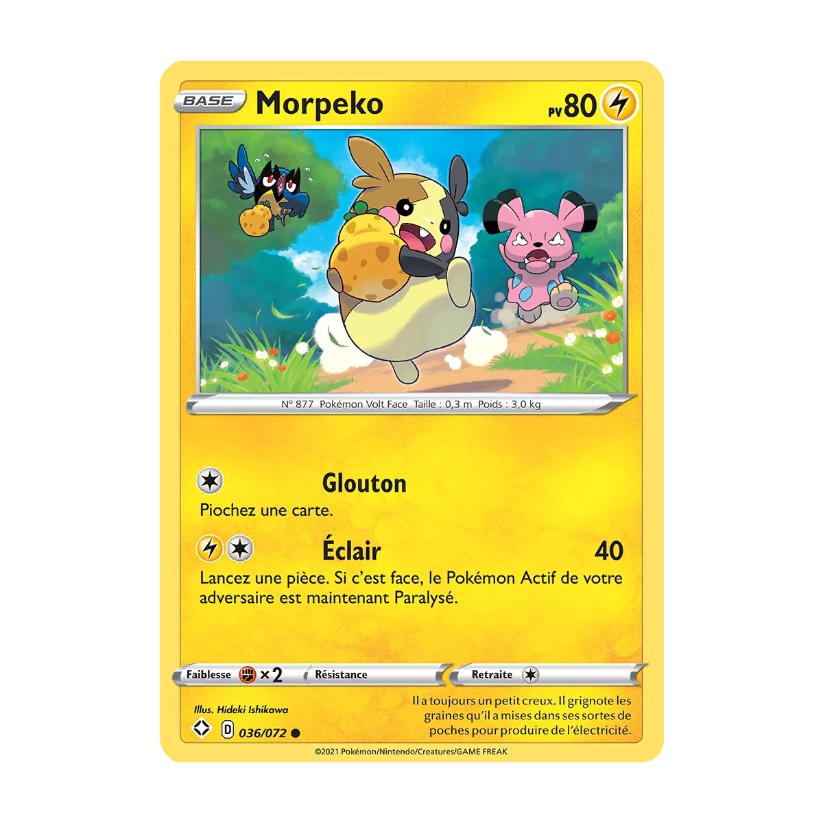 Carte Morpeko - Commune (Brillante) de Pokémon Destinées Radieuses 036/072