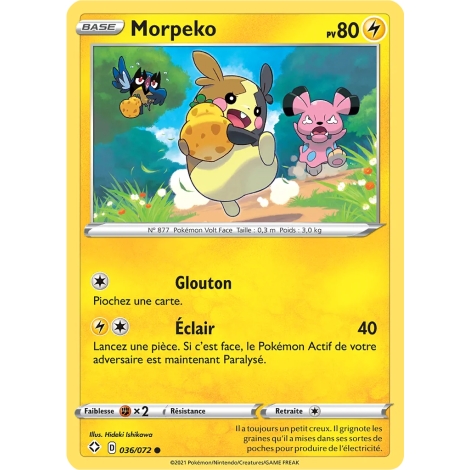 Carte Morpeko - Commune (Brillante) de Pokémon Destinées Radieuses 036/072