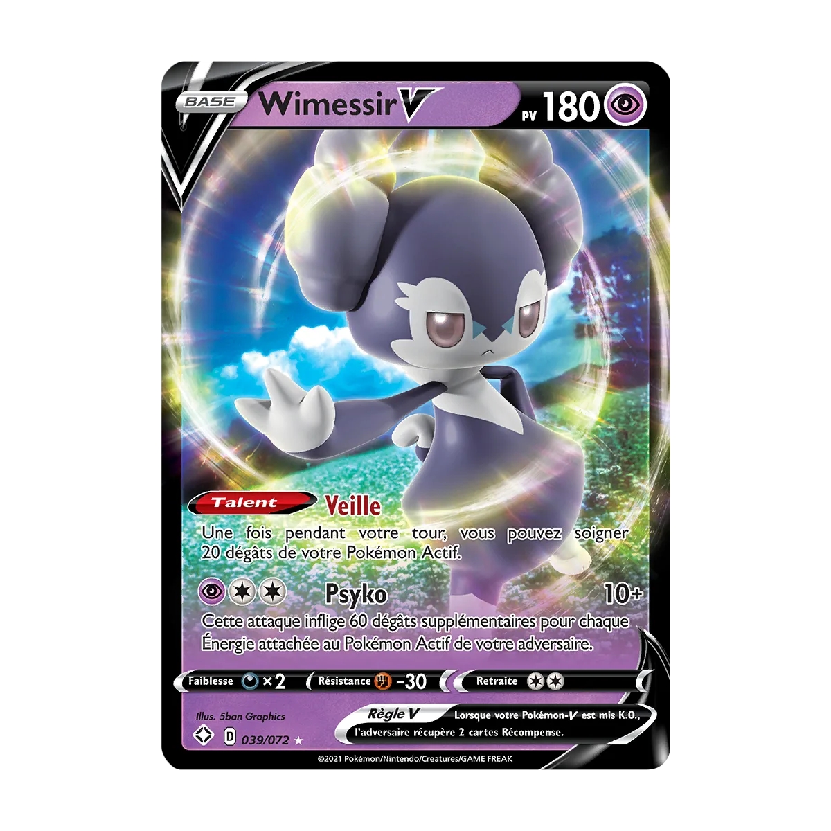 Carte Wimessir - Holographique rare V de Pokémon Destinées Radieuses 039/072