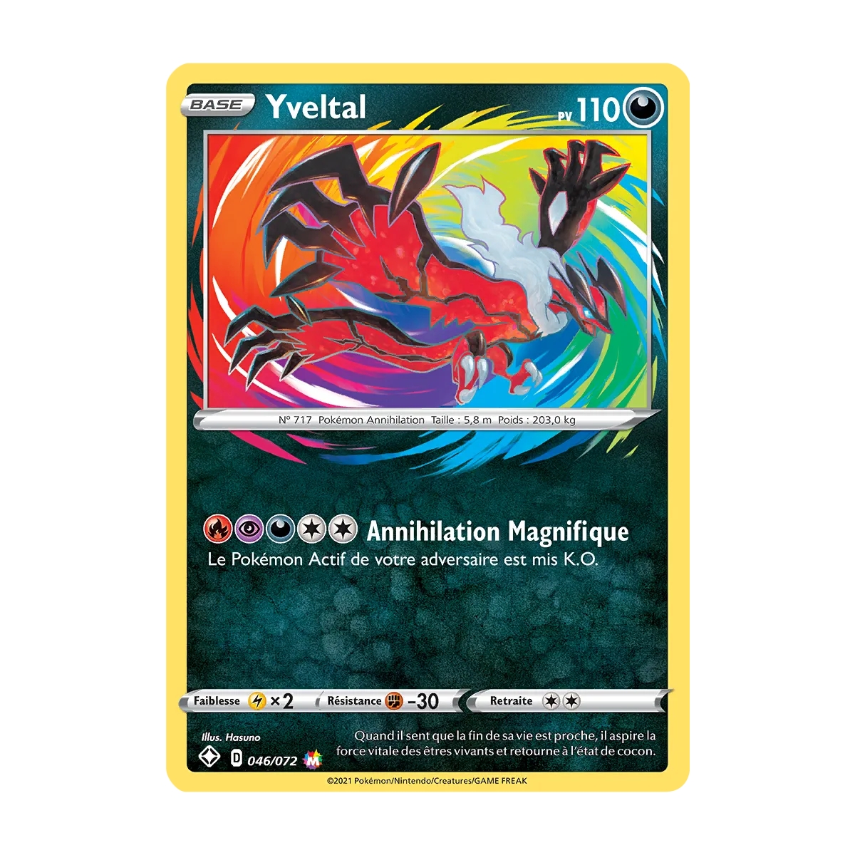 Carte Yveltal - Magnifique rare de Pokémon Destinées Radieuses 046/072