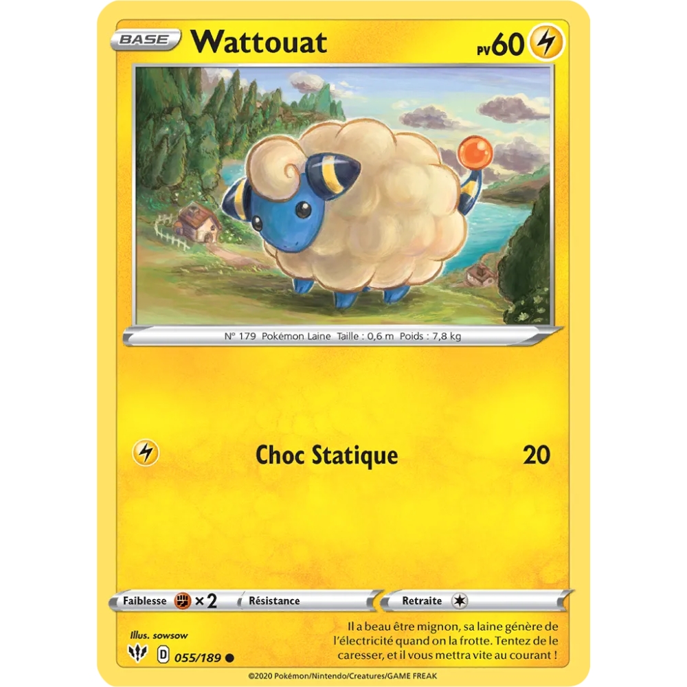 Carte Wattouat - Commune (Brillante) de Pokémon Épée et Bouclier Ténèbres Embrasées 055/189