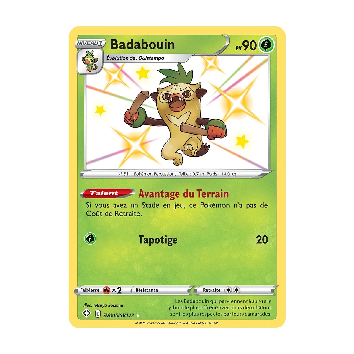 Carte Badabouin - Chromatique rare de Pokémon Destinées Radieuses SV005/SV122