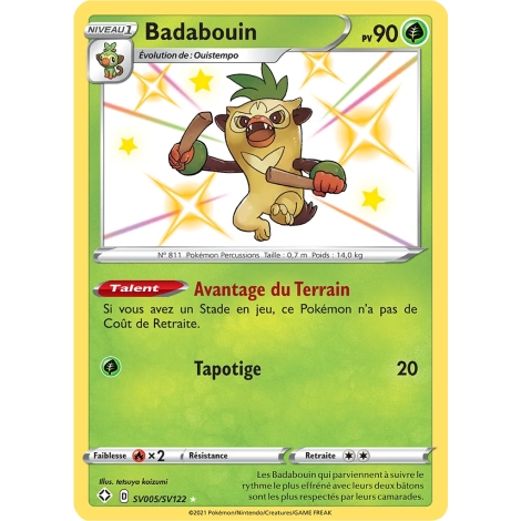 Carte Badabouin - Chromatique rare de Pokémon Destinées Radieuses SV005/SV122