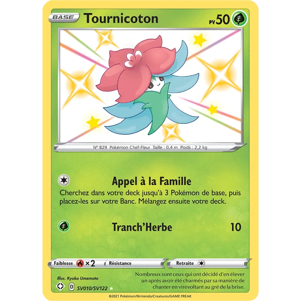 Carte Tournicoton - Chromatique rare de Pokémon Destinées Radieuses SV010/SV122