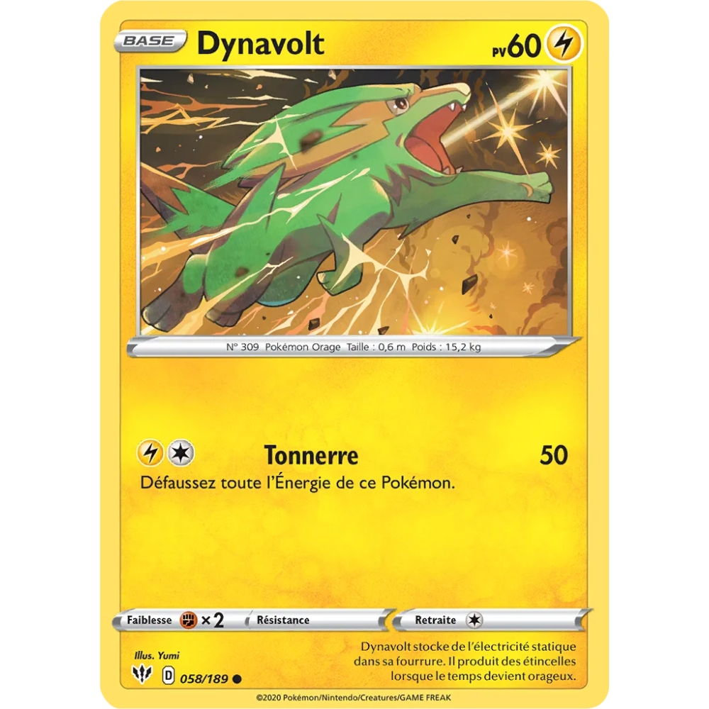 Dynavolt 058/189 : Joyau Commune (Brillante) de l'extension Pokémon Épée et Bouclier Ténèbres Embrasées