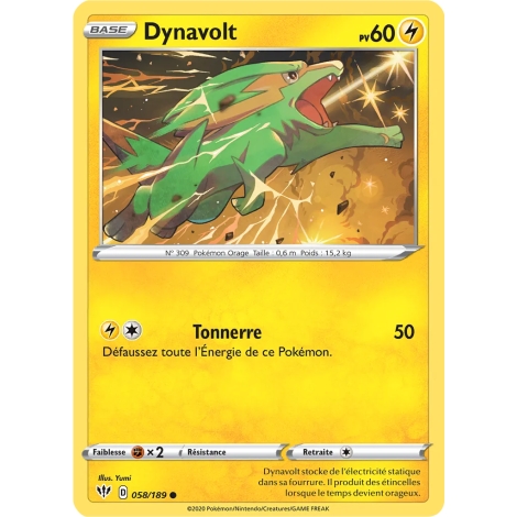 Dynavolt 058/189 : Joyau Commune (Brillante) de l'extension Pokémon Épée et Bouclier Ténèbres Embrasées