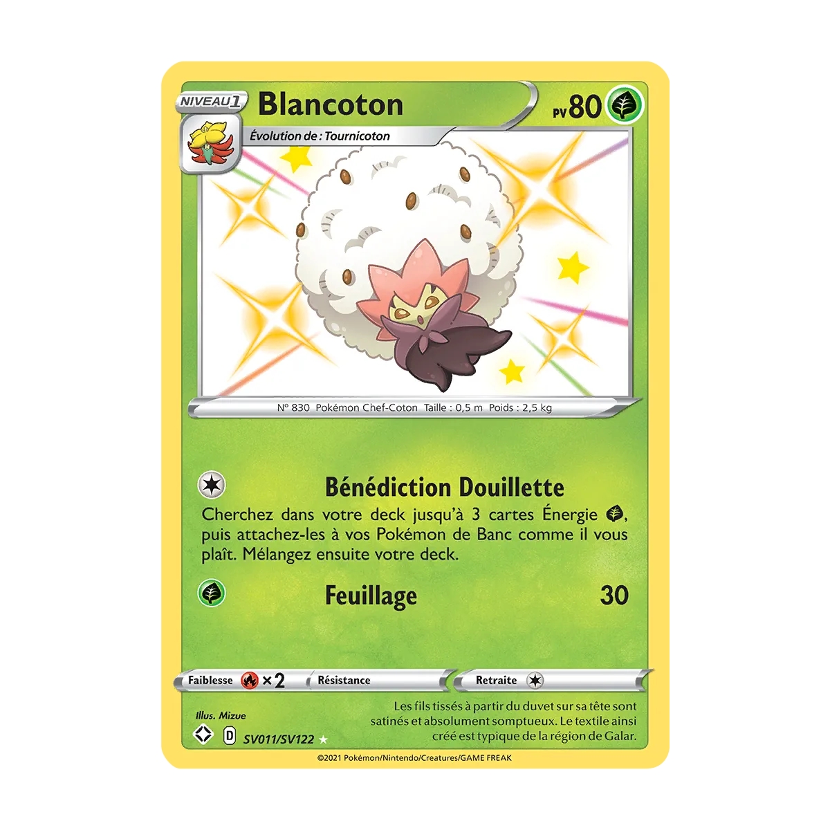 Carte Blancoton - Chromatique rare de Pokémon Destinées Radieuses SV011/SV122